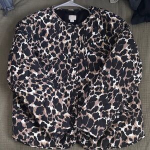 Black and Brown Leopard Print Puffer Jacket